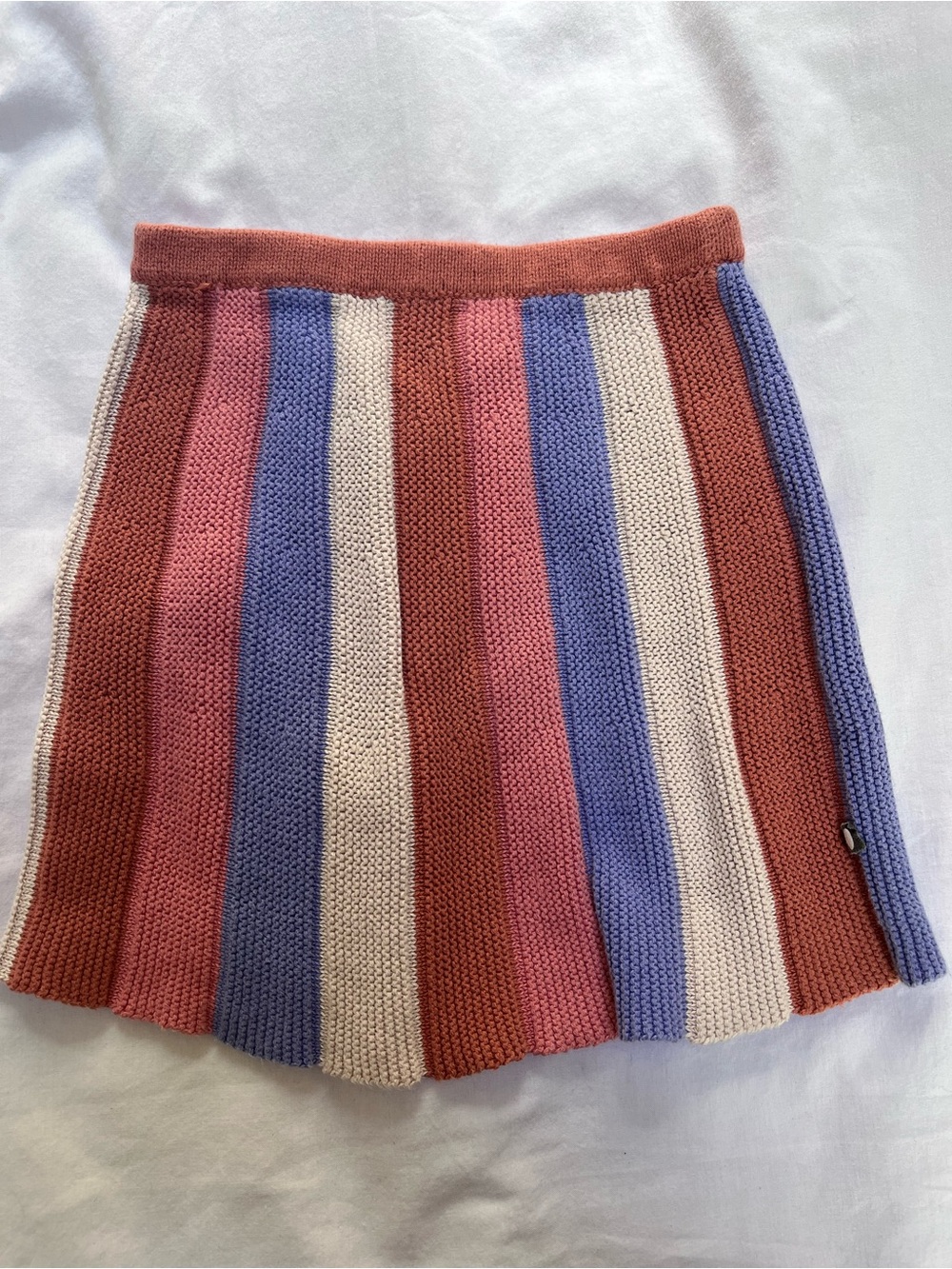 Oeuf Striped Knit Mini Skirt in Rust, Pink, Lilac & Cream